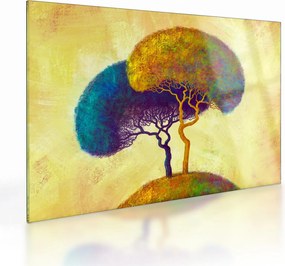 Tablou pe sticlă - Copaci în deal (70x50 cm)