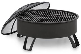 Blumfeldt Oreos, bol de foc 2-în-1, Ø75cm, scânteie Ø68cm, grill, fontă, negru