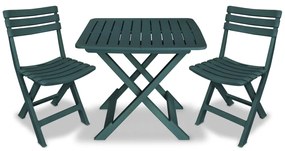 Set mobilier bistro pliabil, 3 piese, verde, plastic Verde, 3