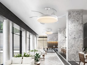 Lustra LED cu Ventilator si telecomanda, lame retractabile Vento alb
