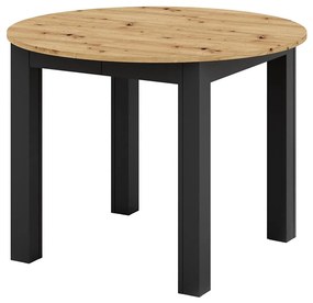 Masă de dining extensibilă WILY, stejar artisan/negru