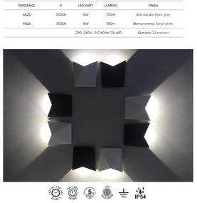 Aplica LED de perete iluminat exterior ambiental IP54 TRIAX alba