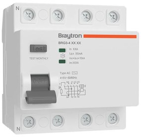 Siguranta cu protectie diferentiala RCCB, 4P, 16A, 30mA, tip AC, 10kA, Braytron