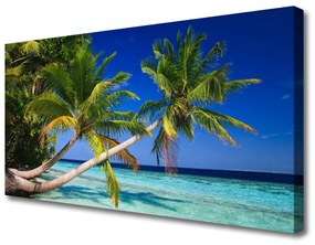 Tablou pe panza canvas Palm Tree Sea Peisaj Verde Albastru Maro