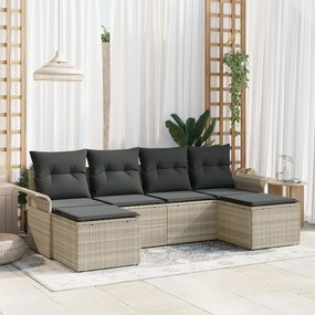 vidaXL Set de Canapea din 6 Piese pentru Grădină cu Cushion Gri Deschis Poliratan