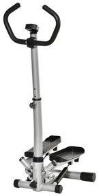 HOMCOM Stepper cu Monitor LCD, Mânere Reglabile și Benzi Elastice, Negru și Argintiu | Aosom Romania