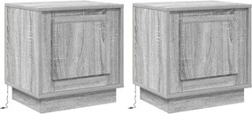 vidaXL Dulap de noapte 2 pcs Gri 44 x 34,5 x 45 cm Lemn compozit