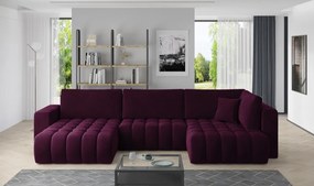 Canapea modulara tapitata, extensibila, cu spatiu pentru depozitare, 340x170x92 cm, Bonito L2, Eltap (Culoare: Violet inchis - Velvetmat 25)