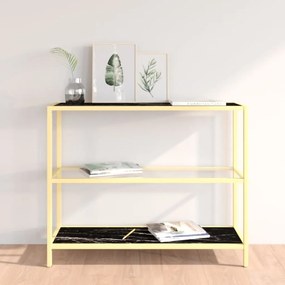 331635 vidaXL Raft, negru marmură/transparent, 100x36x90 cm sticlă securizată