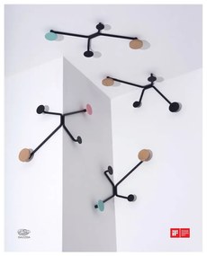 Cuier de perete Gazzda Hook, detaliu verde mentolat, negru