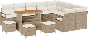 vidaXL Set de canapele pentru grădină cu pernă 13 pcs Bej și crem