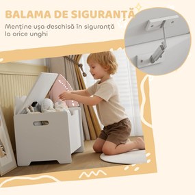 AIYAPLAY Cutie pentru jucării din lemn în formă de urs cu capacitatea de 20 kg, 60x38x48 cm, alb | Aosom Romania