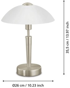 Veioză gri cu intensitate reglabilă cu abajur din sticlă (înălțime 35 cm) SOLO 1 – EGLO