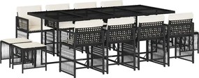 vidaXL Set mobilier de grădină cu perne, 13 piese, negru, poliratan