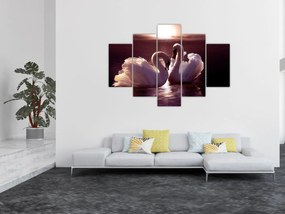 Tablou - Lebede pe lac (150x105 cm)