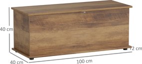 HOMCOM Cufăr de Depozitare pentru Interior 113L cu Capac Rabatabil, Cufăr Organizator pentru Living și Hol, Bancă cu Spațiu de Depozitare, Efect Lemn Maro | Aosom Romania