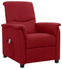 338909 vidaXL Fotoliu de masaj rabatabil, roșu vin, material textil