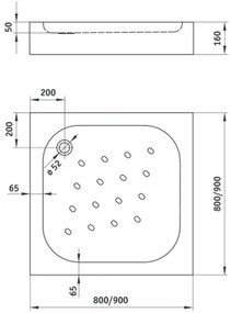 Cadita dus patrata Deante Funkia alb 90x90 cm