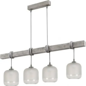 Brilagi - Candelabru suspendat pe cablu WOOD GLASS 4xE27/60W/230V pin/gri/alb