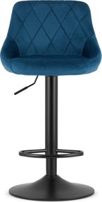 OFERTA Scaun de bar albastru VELVET KAST cu picior negru II. calitate