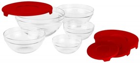 SET 5 BOLURI DE STICLA CU CAPAC, ROSU