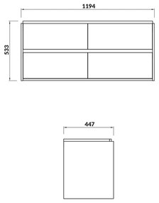 Mobilier suspendat, Cersanit, Crea, pentru lavoar, 120 cm, stejar