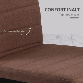 Set 4 scaune captusite pentru sufragerie, Scaune de bucatarie, din metal si material textil kaki HOMCOM | Aosom Romania
