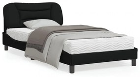 Cadru de pat cu lumini LED, negru, 100x200 cm, textil