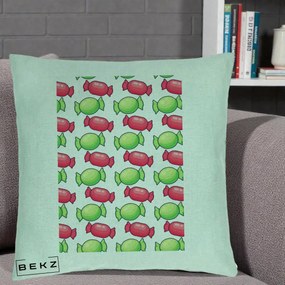 Perna Decorativa Bomboane Craciun Pattern, 40x40 cm, Verde Menta, Husa Detasabila, Perna Inclusa, BEKZ®