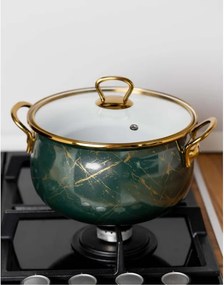 La mâna a doua: Aragaz Goldmann GM 8017-22G, 5l, 22x14 cm, Emailat, Inducție, Capac din sticlă, Verde smarald