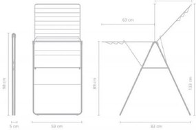 Brabantia Hangon Uscător de rufe 1004165, 20 m, 6 umerașe, Reglabil, Încuietoare pentru copii, Negru/mat