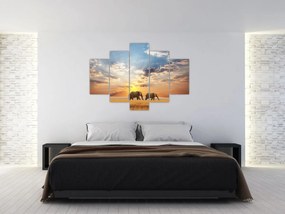 Tablou - Elefanți rătăcind în savană (150x105 cm)