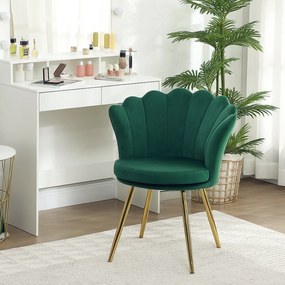 HOMCOM Fotoliu coquillage scaun coafură fotoliu din catifea pentru salon camera de zi și sufragerie verde | Aosom Romania
