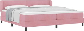 vidaXL Pat cu arcuri cu saltea cu headboard Roz 200 x 200 cm Catifea