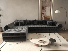 Colțar extensibil dumonde cu ladă de depozitare si sezut confortabil din spuma high-density, Loana XL Ambience Gri 335x185 cm