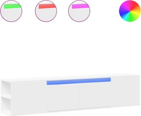 vidaXL Dulap TV de perete cu lumini LED, alb, 180x31x39,5 cm