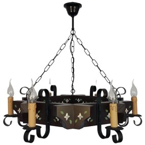 Candelabru fabricat manual din lemn pictat Queen 6L