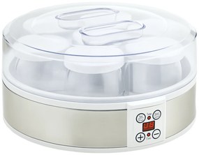 HOMCOM Mașină de Făcut Iaurt cu 7 Borcane Sticlă 180ml Cronometru Termostat Ajustabil Afisaj LED Deserturi Casnice | Aosom Romania