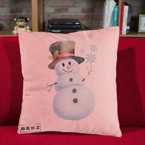 Perna Decorativa Om de Zapada cu Joben si Vasc, 40x40 cm, Roz, Husa Detasabila, Perna Inclusa, BEKZ®