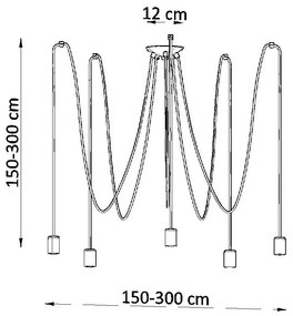 Lustră neagră 300x300 cm Spider - Sollux