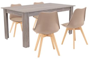 Set de masă Lola 4+1 bej-stejar York