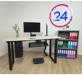 Masă înălțime reglabilă OfficeTech Strong 200 x 80 cm, picioare negre, stejar silverjack