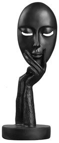 Decoratiune masca, ceramica, chip uman, neagra, 29cm