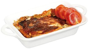 Vas aperitive si tapas tip tava cu manere, portelan termorezistent pentru cuptor pana la 600 gr C, Hendi, 100x140x45 mm, rezistent la uzura si impact