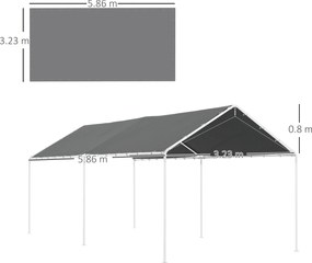 Outsunny Acoperiș Carport 10 x 20 ft, Husă de Schimb Rezistentă la UV cu Corzi Elastice, Gri Închis | Aosom Romania