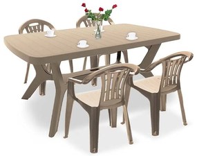 Set de mobilier de grădină Balorca 4+1 în culoarea cappuccino