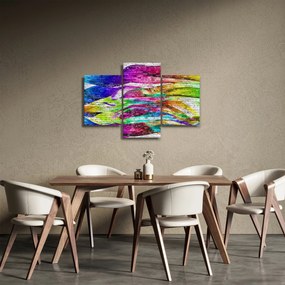 Tablou - Zid de cărămidă cu flăcări colorate (90x60 cm)