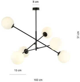 Lustră pe tijă LINEAR 6xE14/10W/230V negru/alb