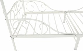 Pat metalic cu baldachin,  alb, 90x200, ADELISA