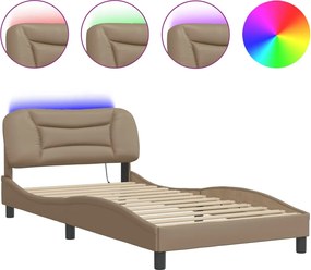 vidaXL Cadru de pat cu LED fără saltea, Hvar, cappuccino, 100x200 cm